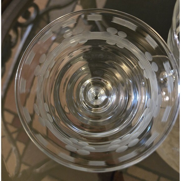 Vintage Libbey Rock Sharpe Flower & Lines Cut Champagne Goblet Set Of 4 - Picture 3 of 7